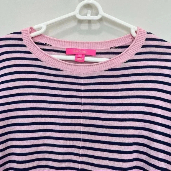 Lilly Pulitzer Melenie Sweater Heathered Pink Tropics Tint Amore Stripe … - Picture 4 of 11